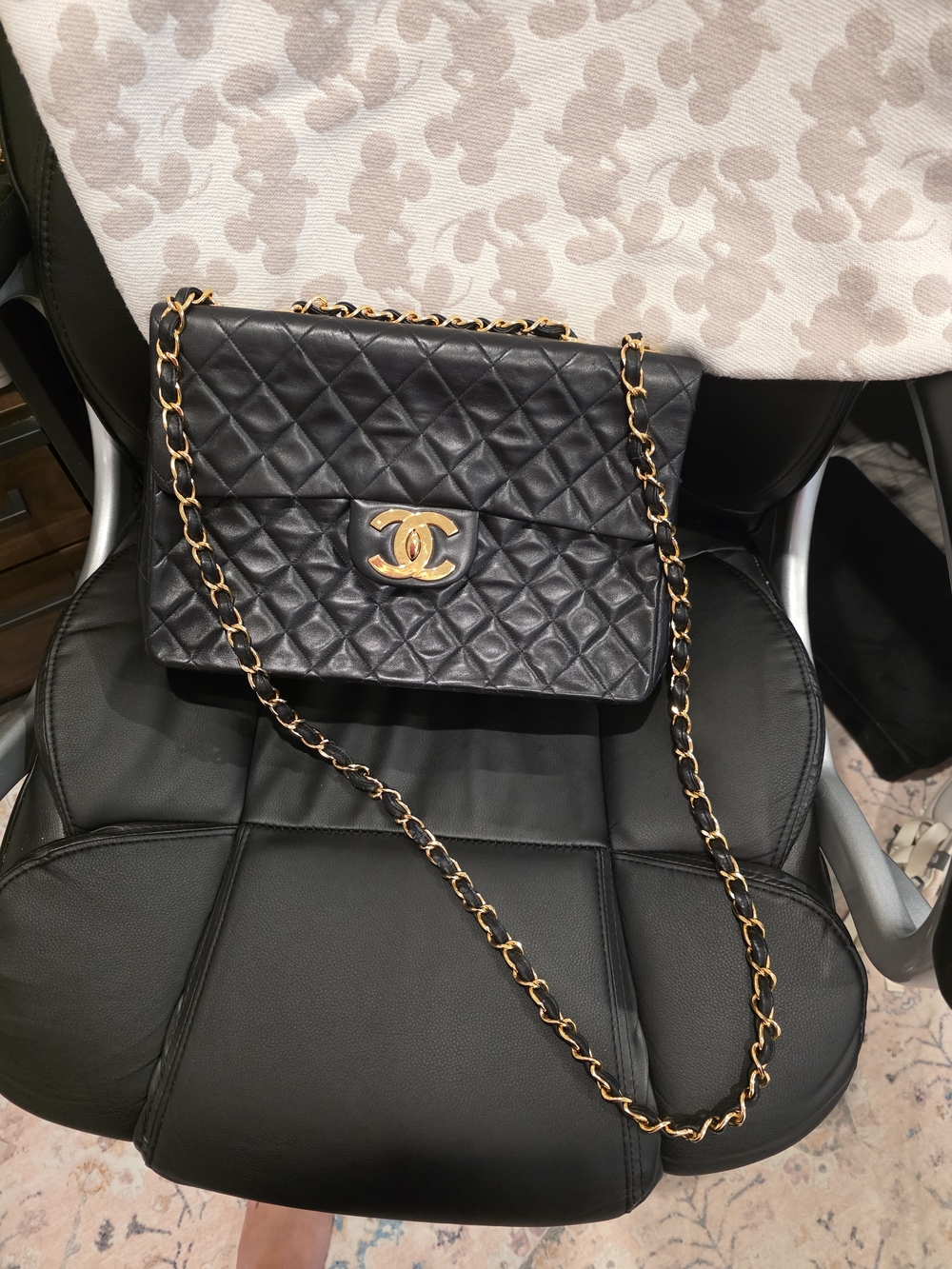 Chanel Black Quilted Lambskin Classic Flap Bag with Gold Chain